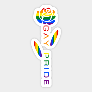 Gay Pride Flag Rose Flower Sticker